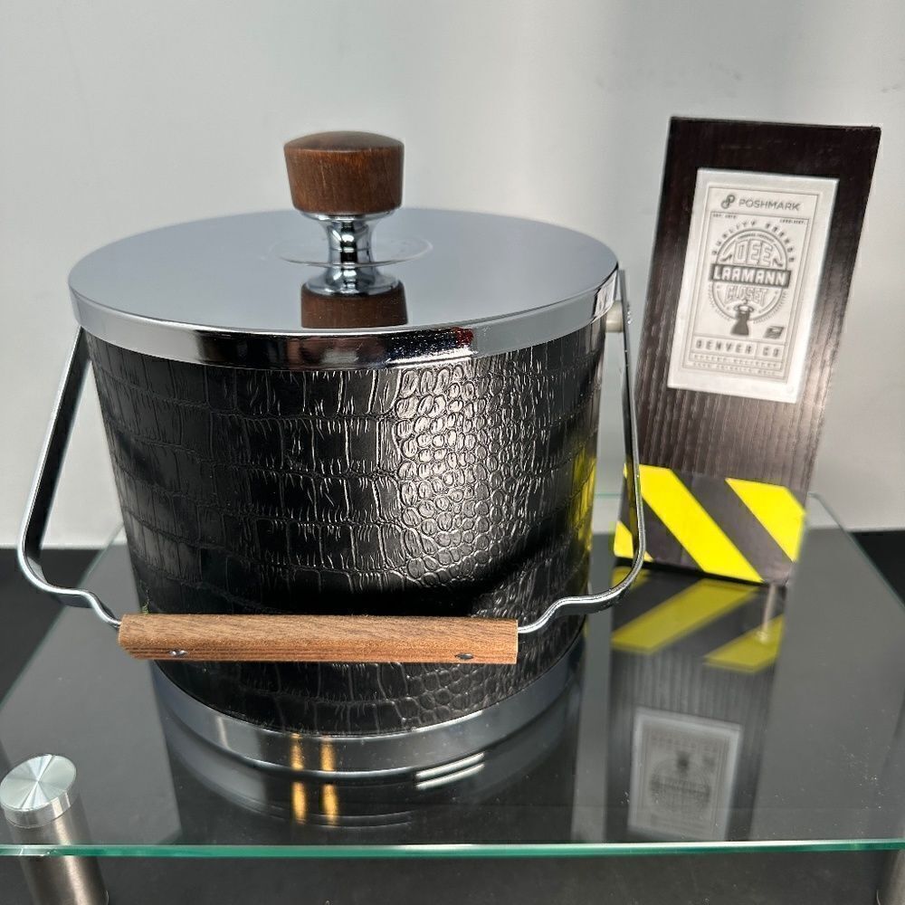 KROMEX® ICE BUCKET–CHROME/TEAK/BLACK – Mid-Century Modern